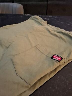 Wrangler Olive Pocket Crew Tee with Branded Patch